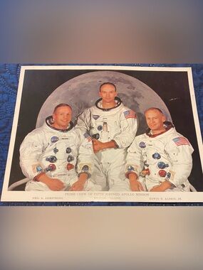 Vintage NASA Apollo 11 Crew Lithograph Print - White Space Suits